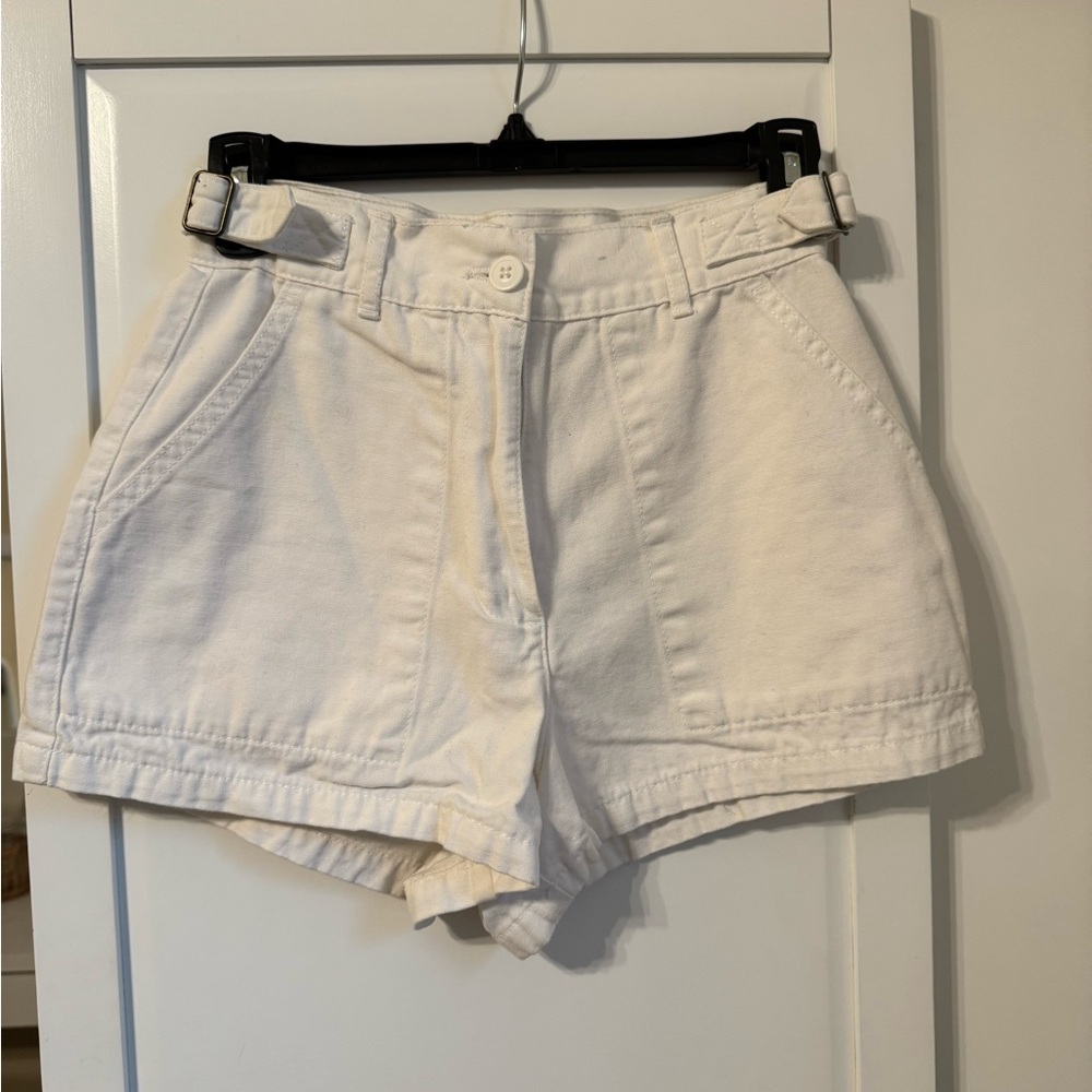 Primark Women’s Mid Rise White Shorts with Buckles